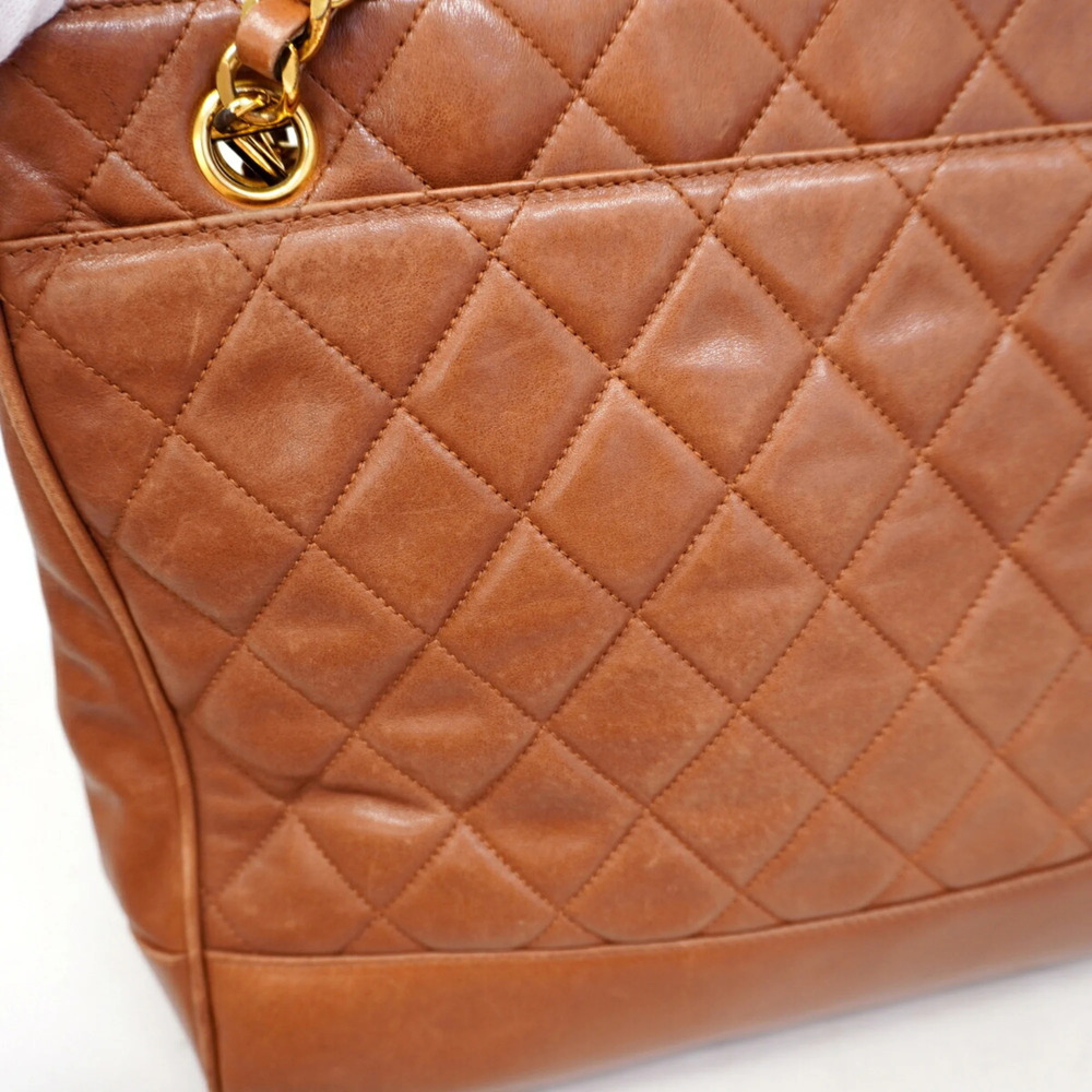 CHANEL Brown Lambskin Leather Tote Bag - Picture 10 of 12